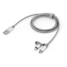 Кабель Verbatim 2в1 USB - Lightning + MicroUSB 1 м Silver