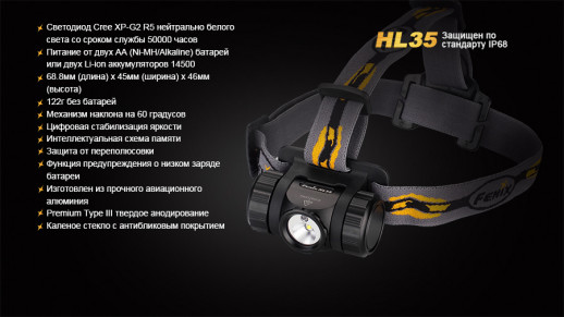 Налобний ліхтар Fenix HL35 Cree XP-G2 (R5) LED