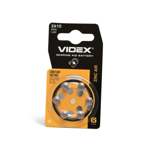 Батарейки повітряно цинкові Videx ZA10 (PR70) BLISTER6