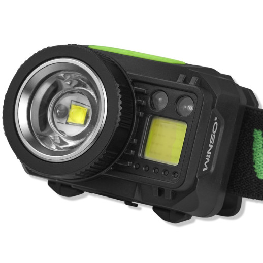 Ліхтар налобний Winso PRO 550Lm, 3W CREE XPG + COB, 1200mAh/3xAAA, Zoom, Sensor White/Red