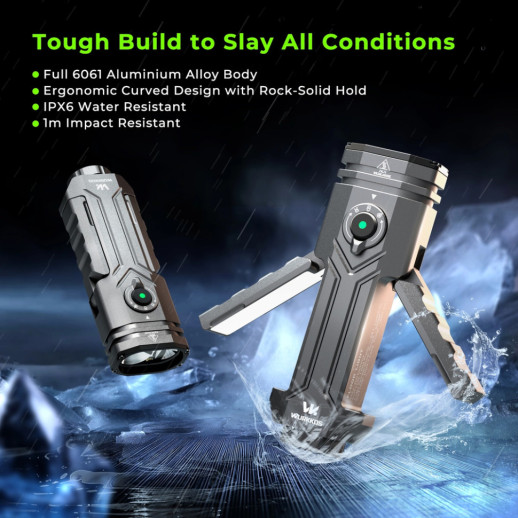 Ліхтар Wurkkos HD02 3200lm, 365 nm UV light+520 nm green beam+Side light mode Stepless Dimming, 1×21700 5000mah battery