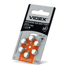 Батарейки повітряно цинкові Videx ZA13 (PR48) BLISTER6