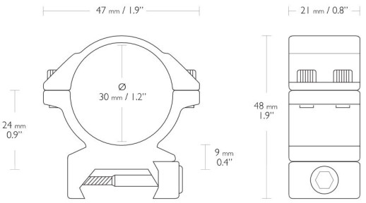 Кільця Hawke Match 30 мм Weaver, Medium, сплав