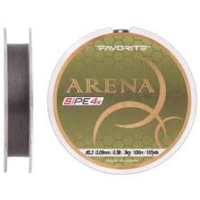 Шнур Favorite Arena PE 4x 100m #0.3/0.09mm 6.5lb/3kg, сірий, сріблястий