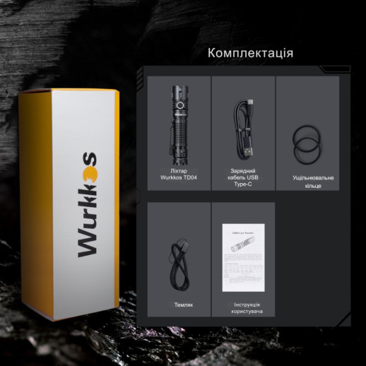 Ліхтар Wurkkos TD04 USB-C Rechargeable 3000lm, чорний