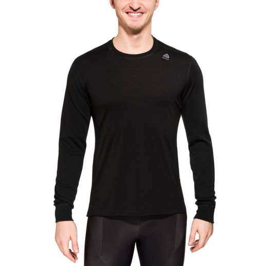 Термофутболка чоловіча сорочка Aclima LightWool з круглим вирізом , чорна як смола, XL