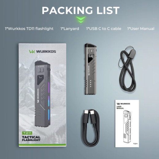 Ліхтар Wurkkos TD11 3.7V 1670 mAH Built-in battery 3000lm