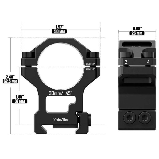 Кільця Discovery 6061 For Picatinny 30mm 1.45in DGPR2-30-1.45-61 (M240605)