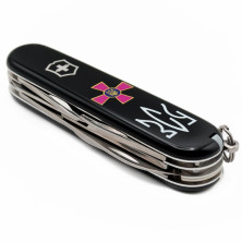 CLIMBER ARMY 91мм/14функ/чорн /штоп/ножн/гачок /Емблема ЗСУ + Тризуб ЗСУ