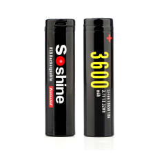 Акумулятор 18650 Li-Ion Soshine 18650USB-3.7-3600, microUSB, 3600mAh, 4.5A, 4.2/3.6/2.75V