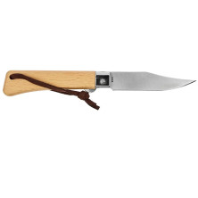 Ніж Main Knives Workers line, beech wood handle, clip point blade and PU loop light brown