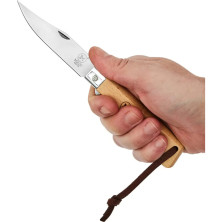 Ніж Main Knives Workers line, beech wood handle, clip point blade and PU loop light brown