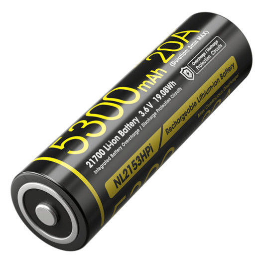 Акумулятор літієвий Li-Ion 21700 Nitecore NL2153HPI 3.6V (5300mAh), захищений