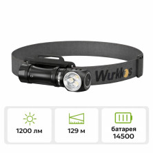 Ліхтар налобний Wurkkos HD10 USB-C Rechargeable з магнітною кришкою, чорний