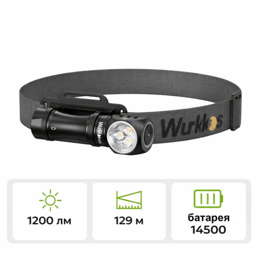 Ліхтар налобний Wurkkos HD10 USB-C Rechargeable з магнітною кришкою, чорний