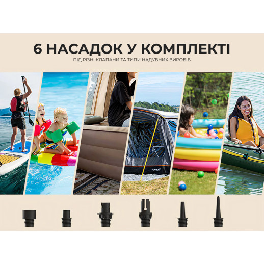 Портативний кемпінговий насос Litheli OP20, живлення від павербанку (УМБ Litheli Power Bank 12500 mAh, 45 W, 2,5 А в комплекті)