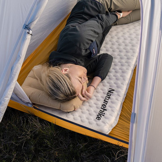 Матрац туристичний надувний одномісний Naturehike CNK2300DZ013, 185x55x3.5 см, світло-сірий, прямокутний