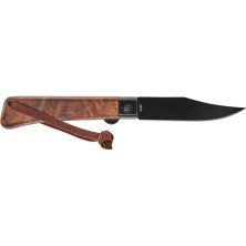 Ніж Main Knives Workers line, walnut wood handle, clip point black titanium coat brown