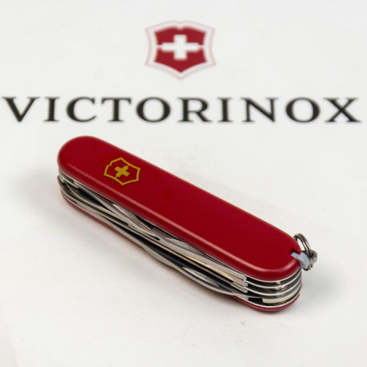 Складаний ніж Victorinox HUNTSMAN MAT червоний матовий лак з жовт.лого