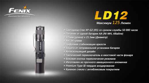 Ручний ліхтар Fenix LD12 XP-G2 R5, 125 люмен