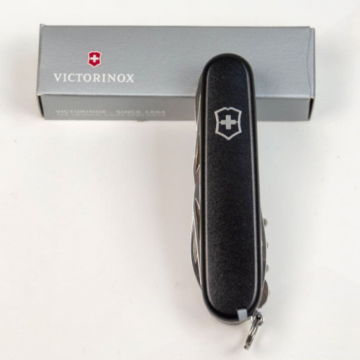 Складаний ніж Victorinox HUNTSMAN MAT чорний матовий лак