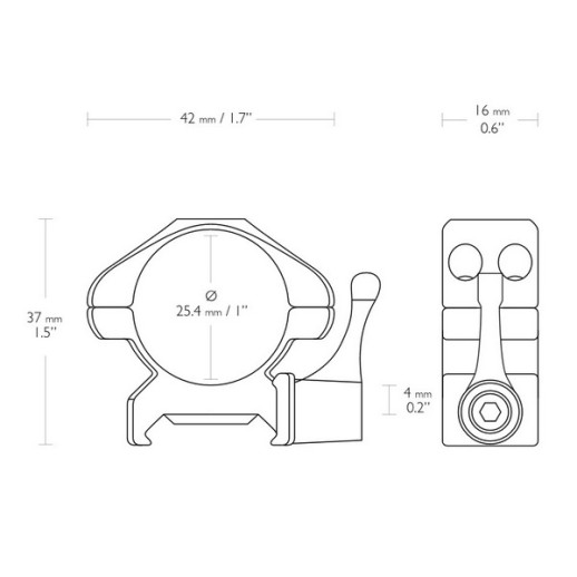 Кільця Hawke Precision Fast Release 1 " /Weaver /Low