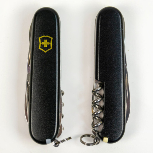 Складаний ніж Victorinox HUNTSMAN MAT чорний матовий лак з жовт.лого