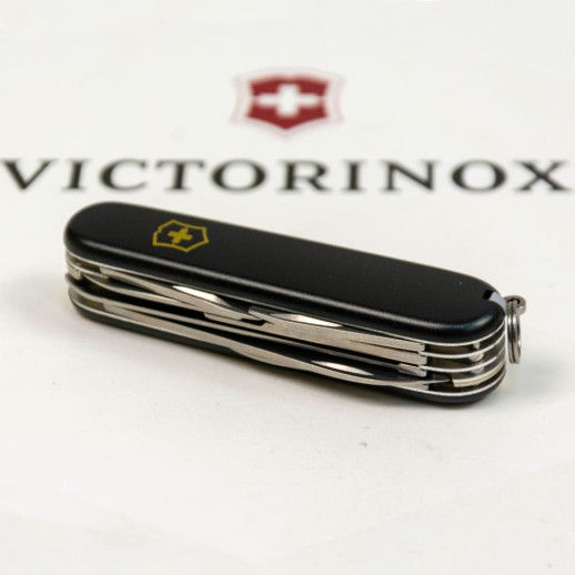 Складаний ніж Victorinox HUNTSMAN MAT чорний матовий лак з жовт.лого