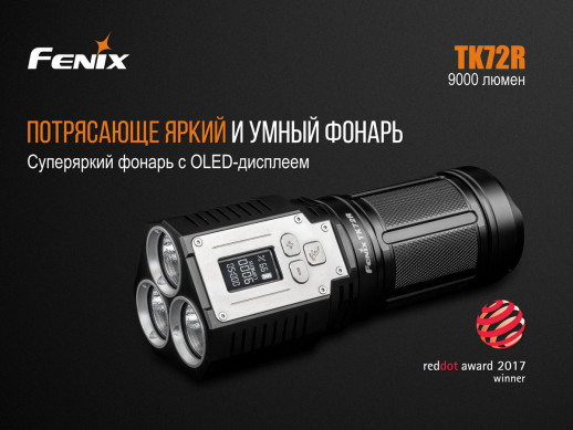 Пошуковий ліхтар Fenix TK72R Cree XHP70, сірий, 9000 лм