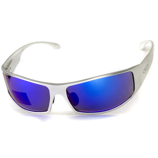 Окуляри Global Vision Bad-ASS1 Silver (G-Tech blue) дзеркальні сині в металевій оправі