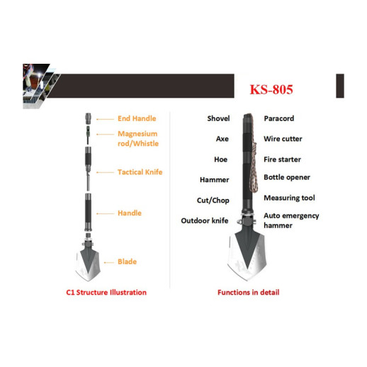 Мультифункціональна тактична лопата Kyson KS-805