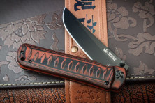 Ніж Kizlyar Supreme Whisper, сталь D2 Чорний титан, рукоять чорно-червона G10