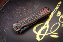 Ніж Kizlyar Supreme Whisper, сталь D2 Чорний титан, рукоять чорно-червона G10