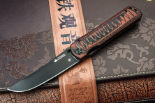 Ніж Kizlyar Supreme Whisper, сталь D2 Чорний титан, рукоять чорно-червона G10