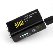 Акумулятор Soshine USBLi-7.4 V-500, 6F22 (крона), microUSB, 7.4 V, 500mAh, Li-Po