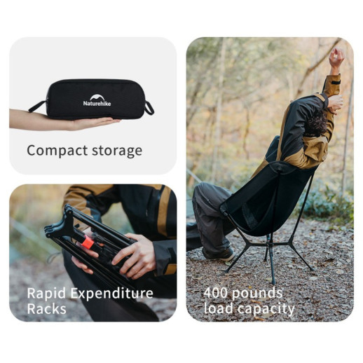 Стілець складаний ультралегкий Naturehike CNK2550JJ013 Yamami YL01, розмір М, алюміній, сірий