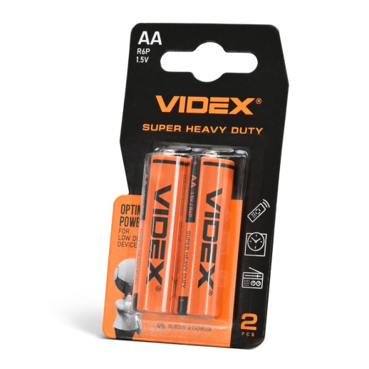 Батарейки сольові Videx R06P/AA, 2шт упак