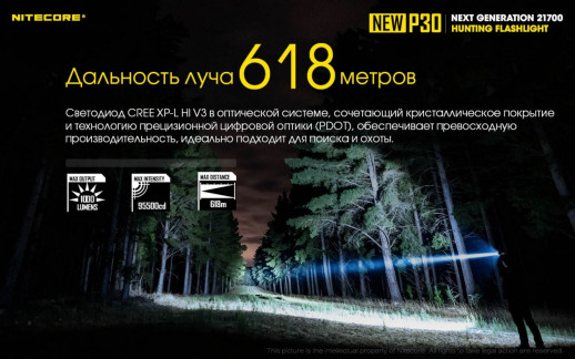 Тактичний ручний ліхтар Nitecore P30 комплект new