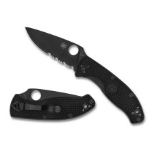 Ніж Spyderco Tenacious Black Blade FRN полусеррейтор (C122PSBBK)