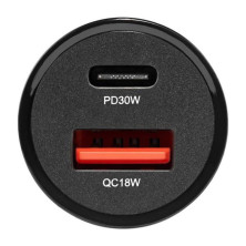 Автомобільний зарядний пристрій Brevia ePower DualCharge 30W 1xUSB-C+1xUSB-A, black