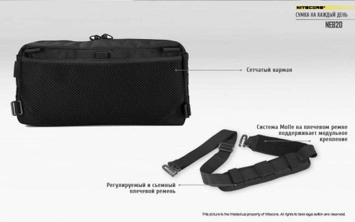 Сумка EDC, тактична Nitecore NEB20 Cordura 1050D, сірий