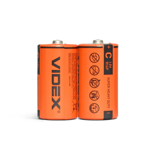 Батарейки сольові Videx R14P/C, 2шт упак