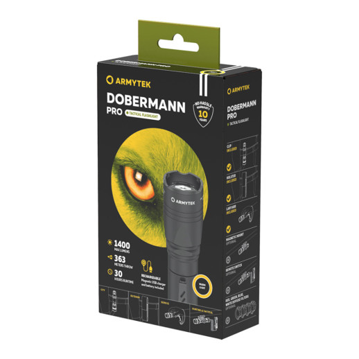 Ліхтар Armytek Dobermann Pro v3.5 Magnet USB White (відновлено дроссель)