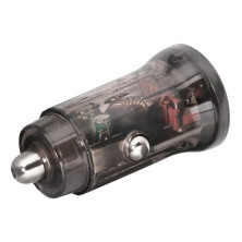 Автомобільний зарядний пристрій Brevia ePower DualCharge 30W 1xUSB-C+1xUSB-A, transparent black