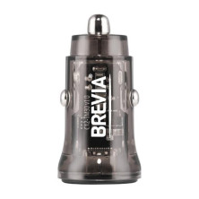 Автомобільний зарядний пристрій Brevia ePower DualCharge 30W 1xUSB-C+1xUSB-A, transparent black