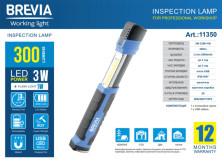 Телескопічна інспекційна лампа Brevia LED 3W COB+1W LED 300lm 2000mAh, type-C 11350