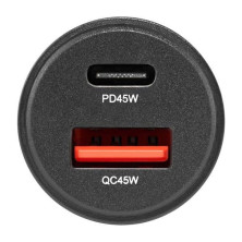 Автомобільний зарядний пристрій Brevia ePower DualCharge 45W 1xUSB-C+1xUSB-A, transparent black
