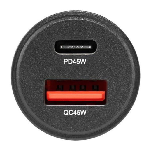 Автомобільний зарядний пристрій Brevia ePower DualCharge 45W 1xUSB-C+1xUSB-A, transparent black