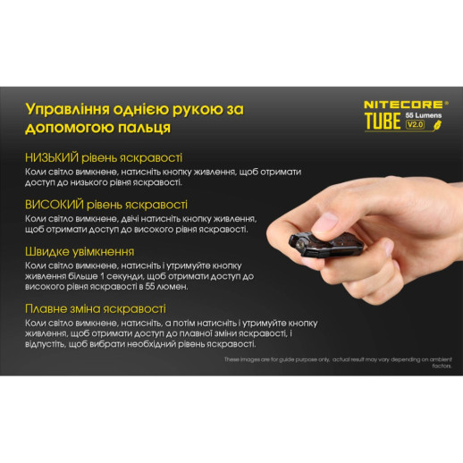 Ліхтар наключний Nitecore TUBE v2.0 (1 LED, 55 люмен, 2 режими, USB-C), блакитний