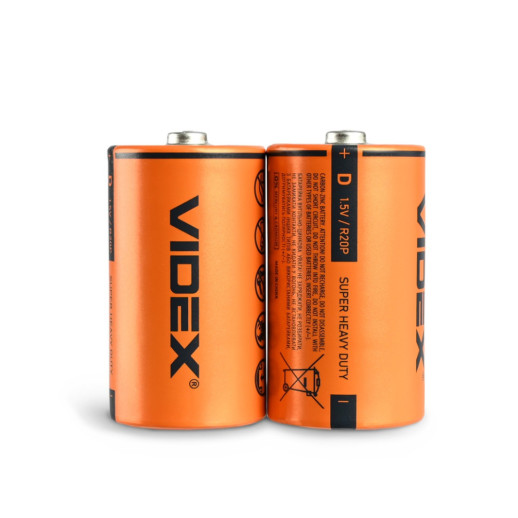 Батарейки сольові Videx R20P/D, 2шт упак